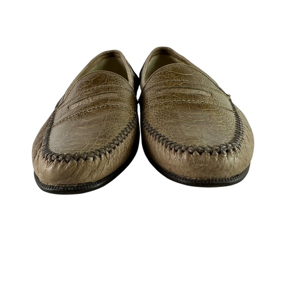 Genuine men MORESCHI Tan Ostrich and Leather Penny Loafers Shoes 9.5 main image 9